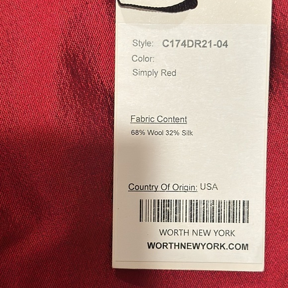 Worth New York Gorgeous Ruby Red silk blend occasion dress size 4  NWT - Picture 5 of 7